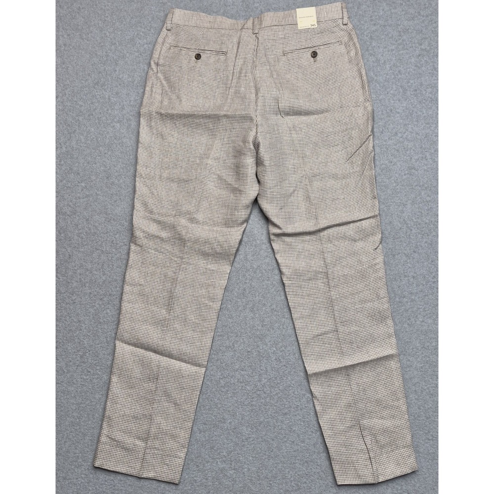 NWT Banana Republic Pants Mens 34S Beige Tailored Slim Fit Check Flat Front